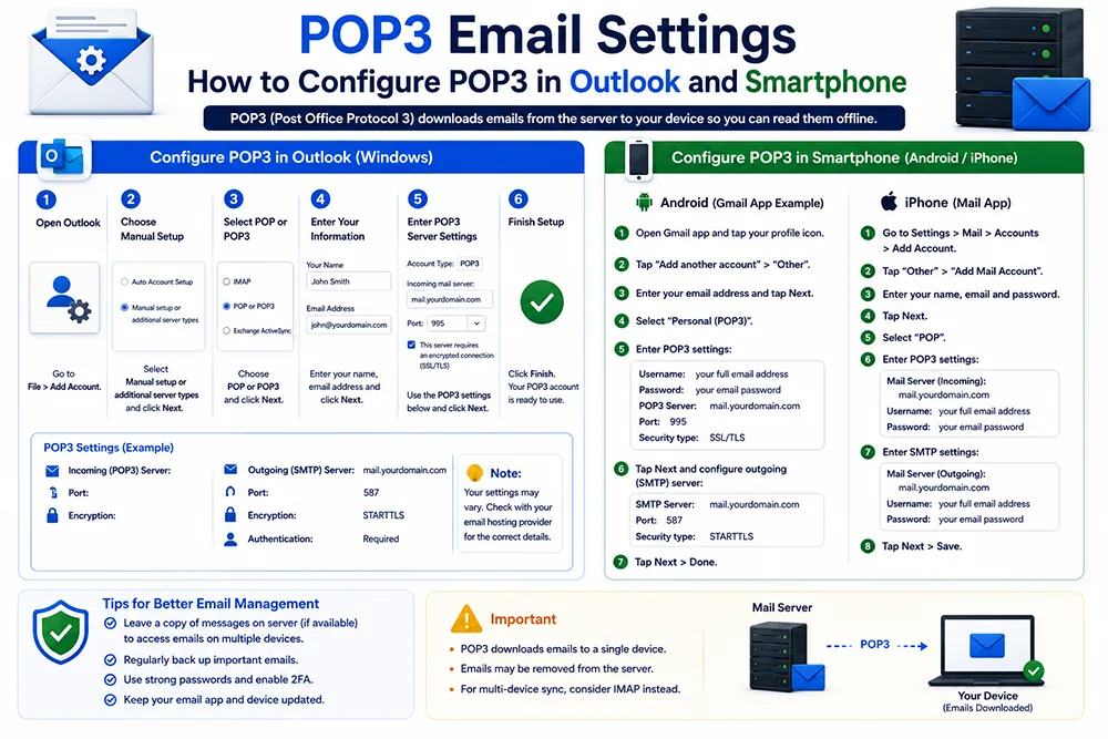 POP3 Email Settings - How to Configure POP3 in Outlook and Smartphone Webomatic